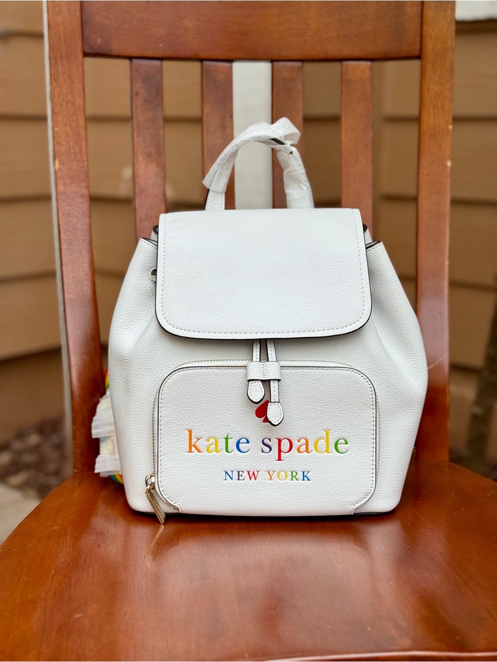Kate Spade Darcy Rainbow Logo Backpack – White 🎒🌈